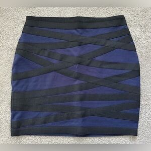 Express Blue Black Criss‎ Cross Bandage Mini Pencil Skirt Size Small